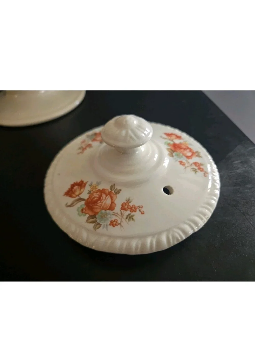 Vintage 1946 Homer Laughlin Ceramic Teapot w Exquisite Orange Poppy Print Op